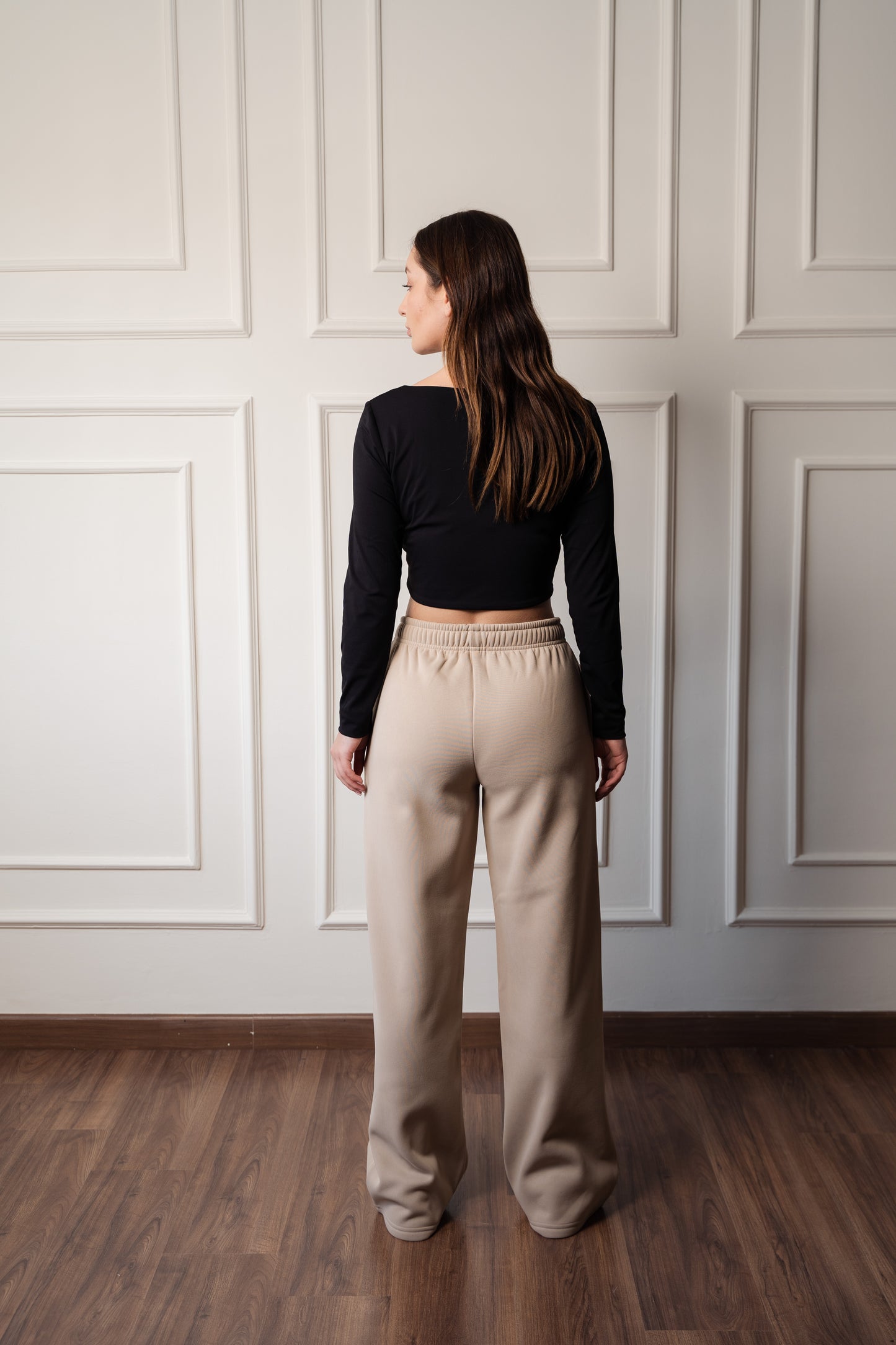 Wide-Leg Sweatpants In Fleece | Beige