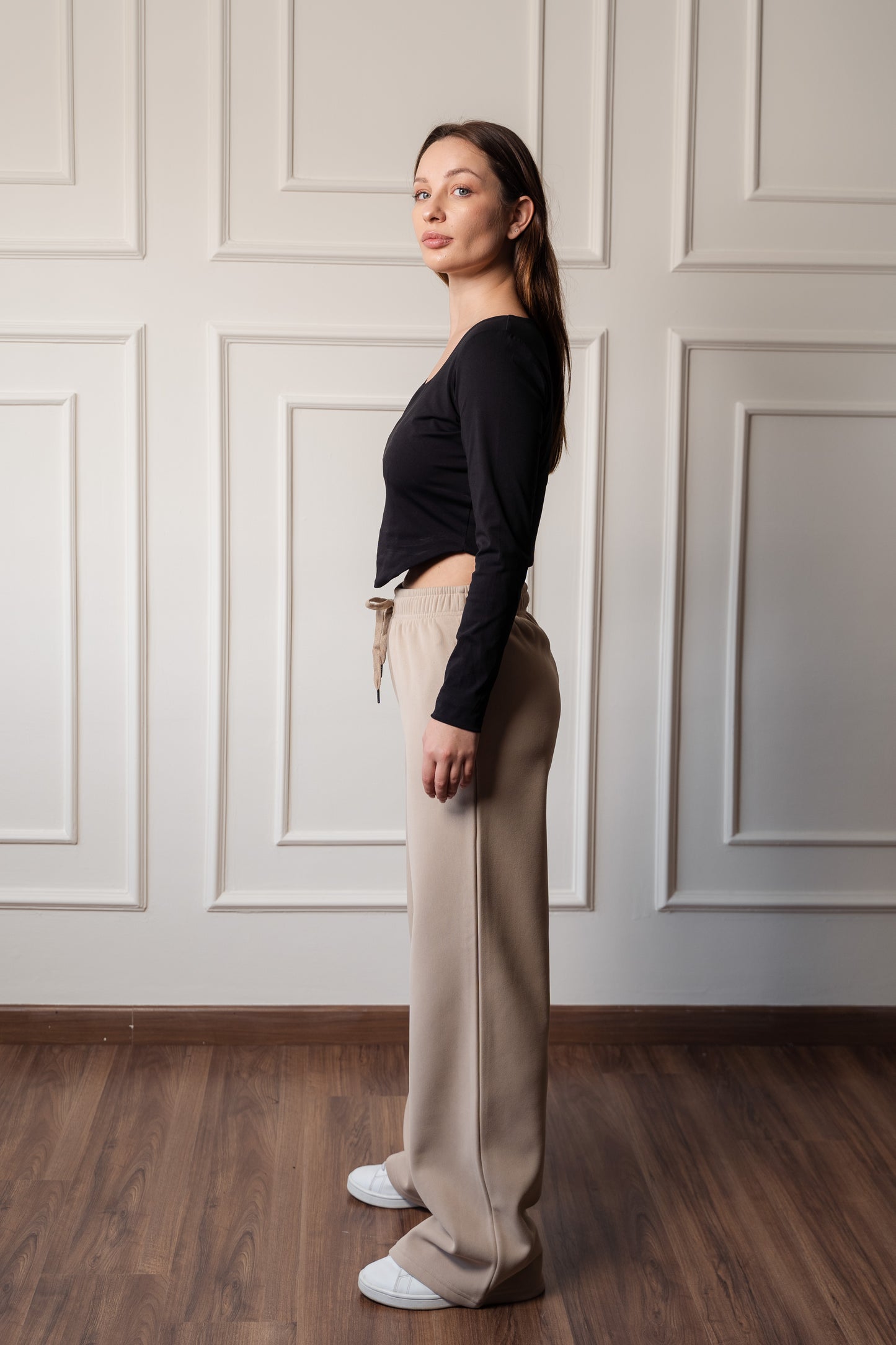 Wide-Leg Sweatpants In Fleece | Beige