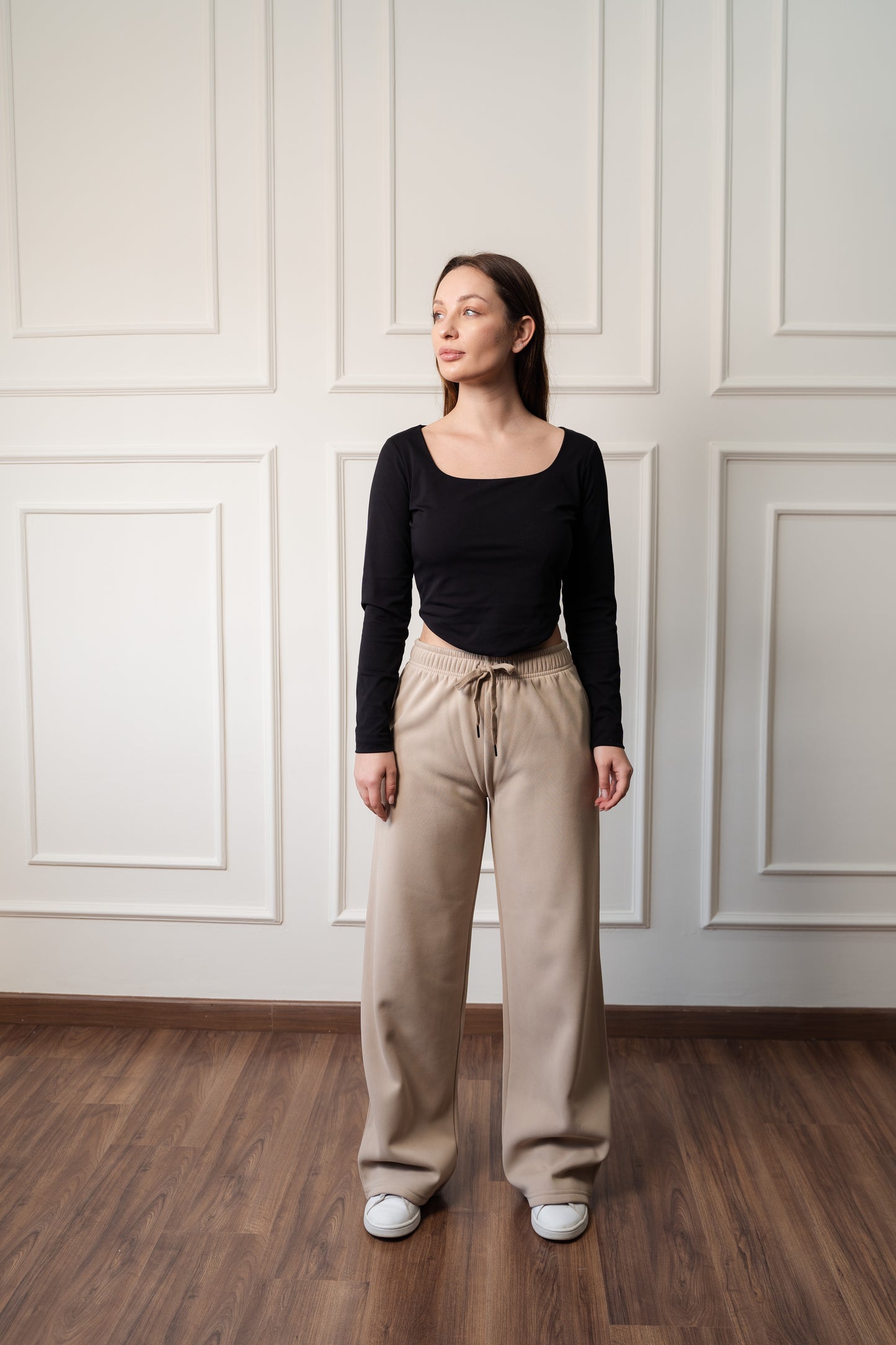 Wide-Leg Sweatpants In Fleece | Beige