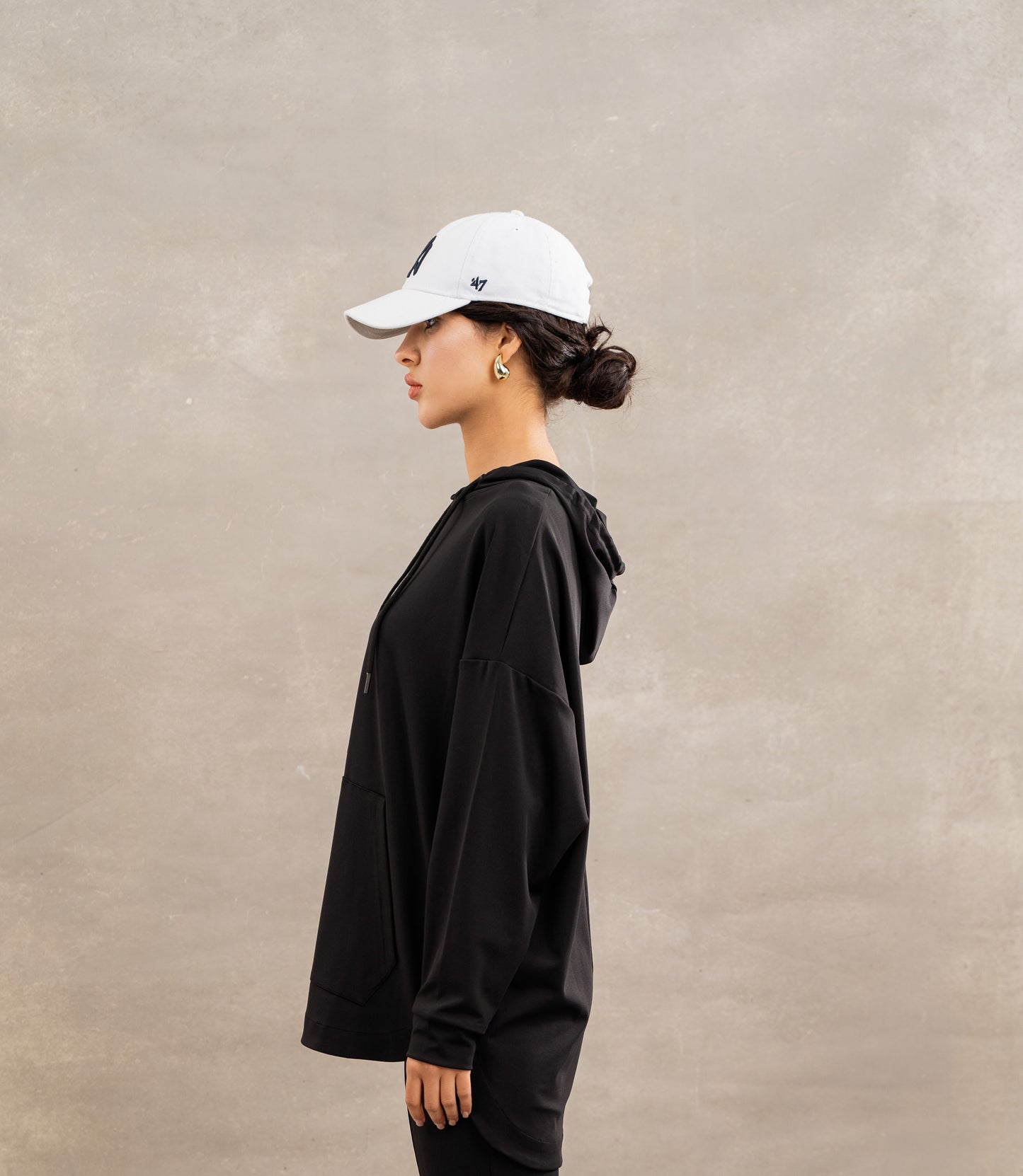 Flare Sporty Hoodie In Black