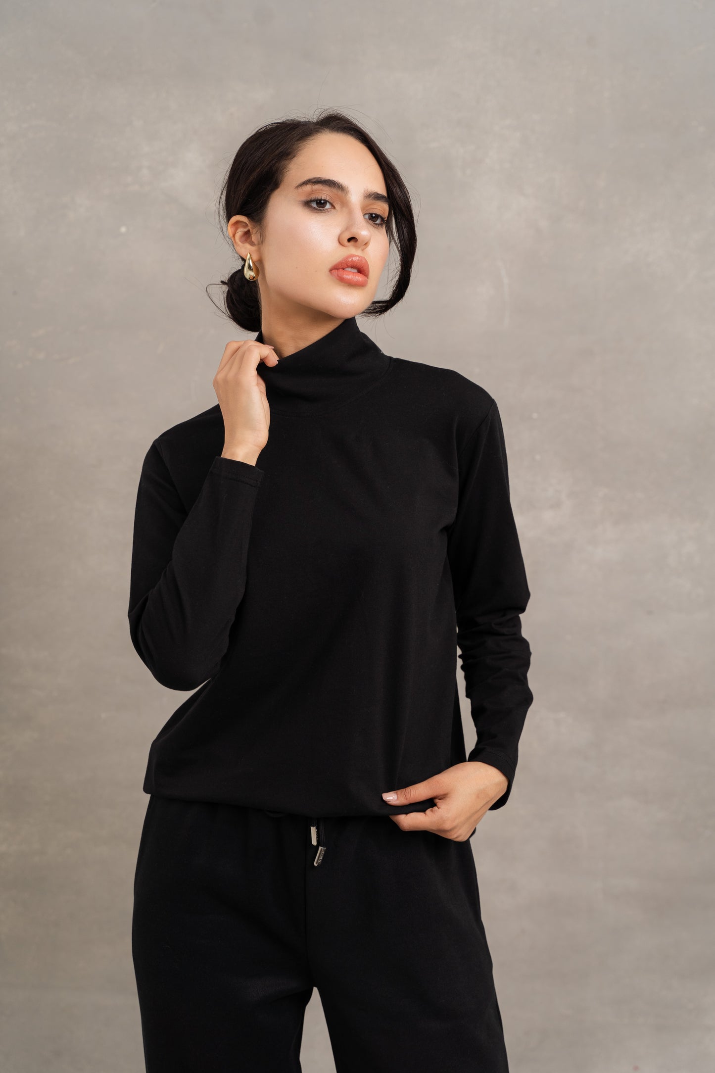 Turtle Neck Top In Black