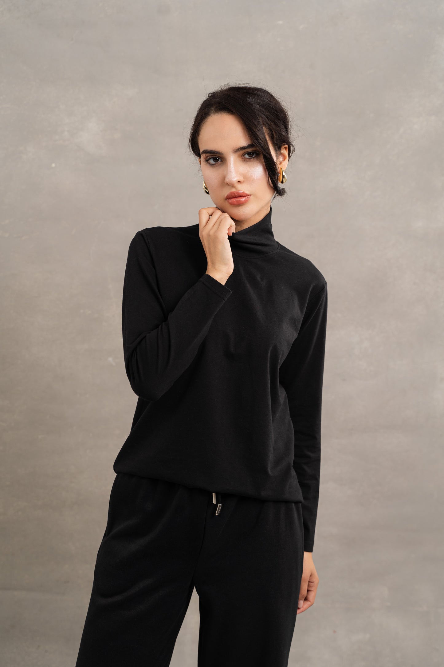 Turtle Neck Top In Black