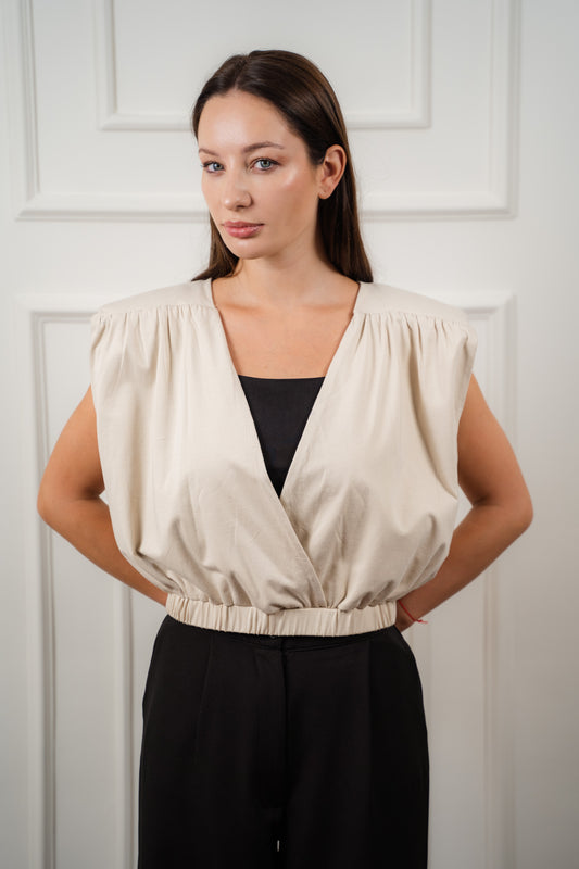 The V Neck Top / Beige