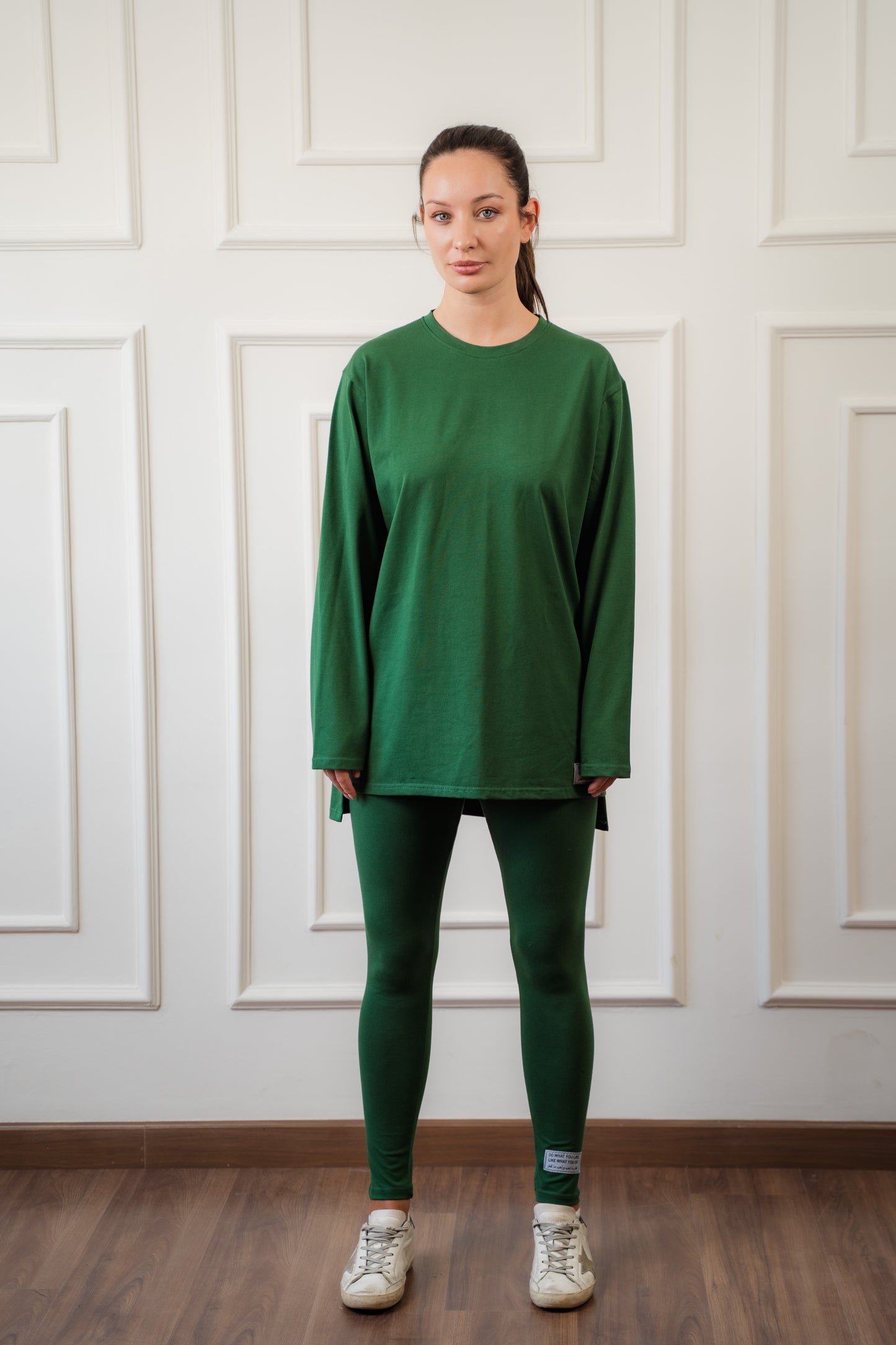 Long Sleeves Cotton Olive Legging Set