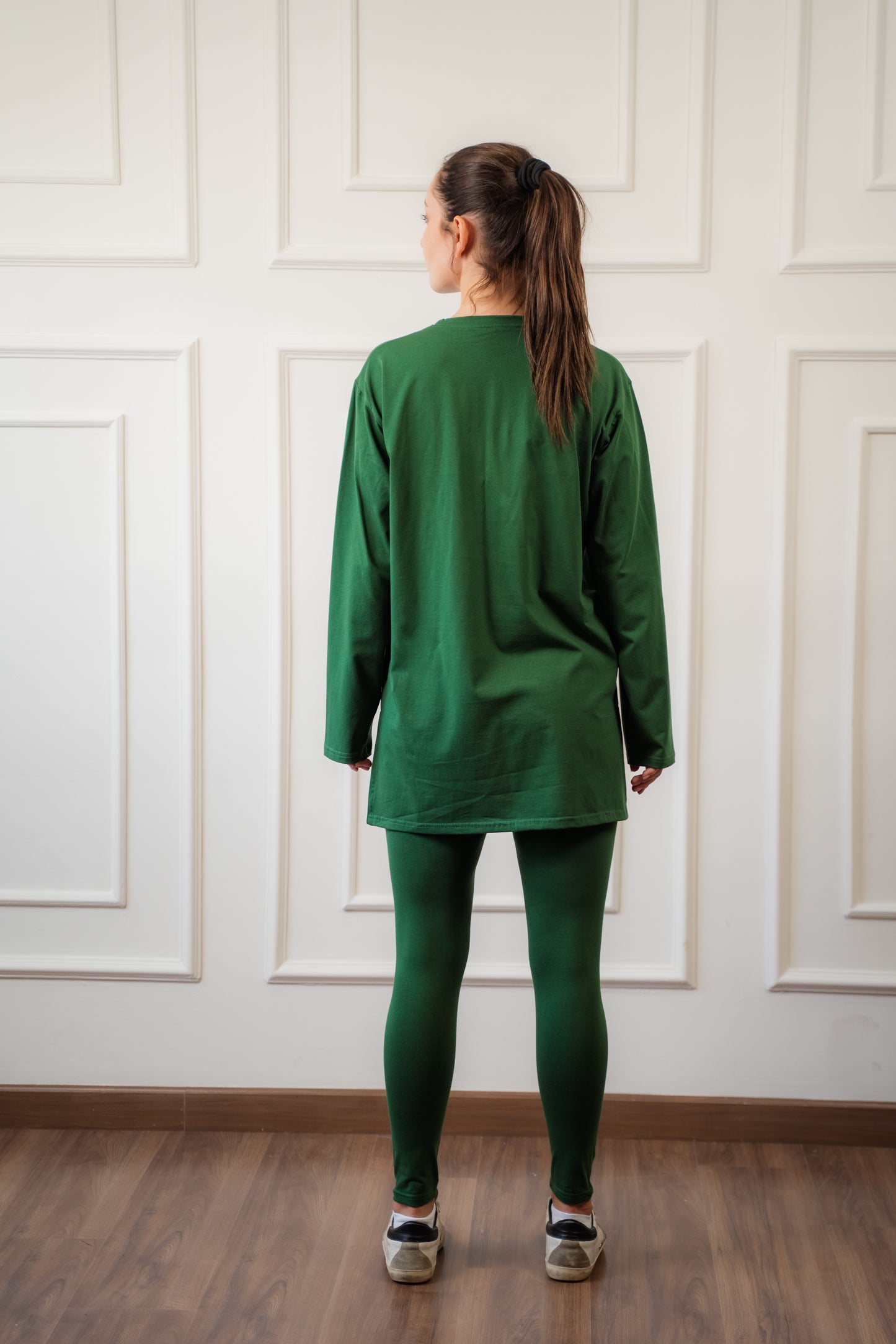 Long Sleeves Cotton Olive Legging Set