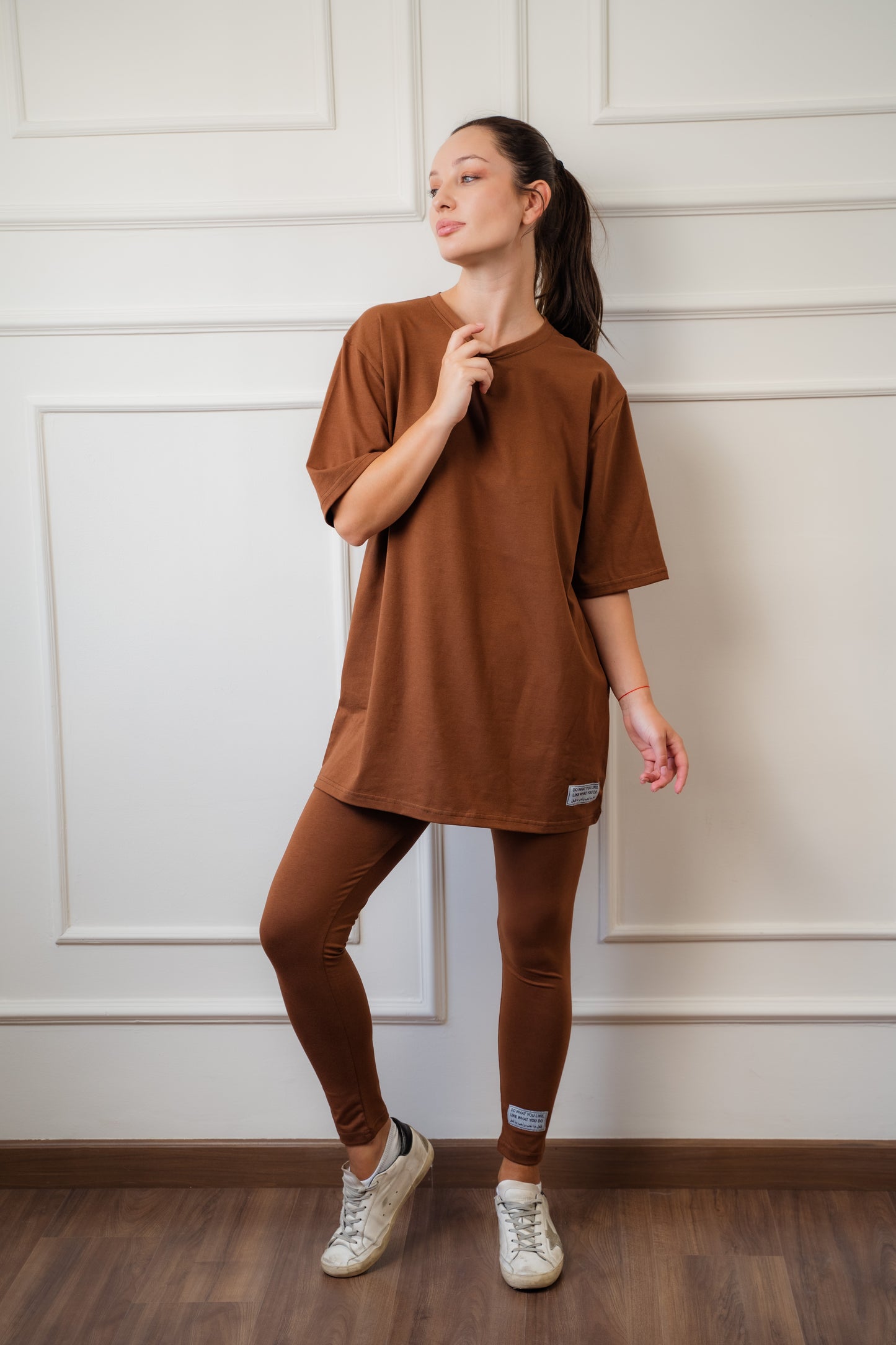 Cotton Legging Set In Brown