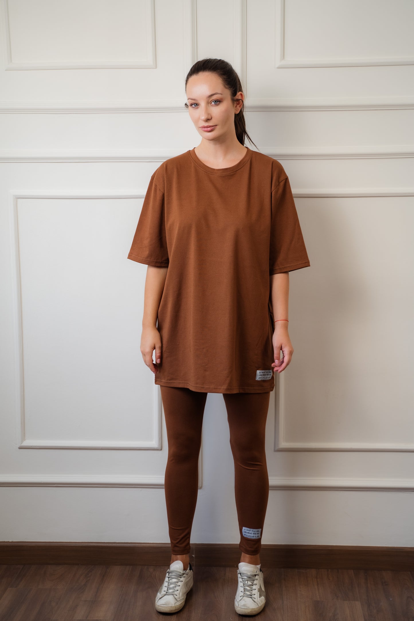 Cotton Legging Set In Brown