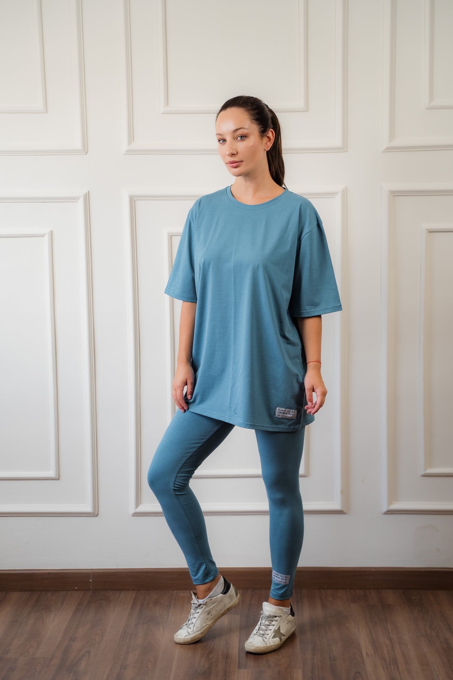 Cotton Petrol-Blue Legging Set