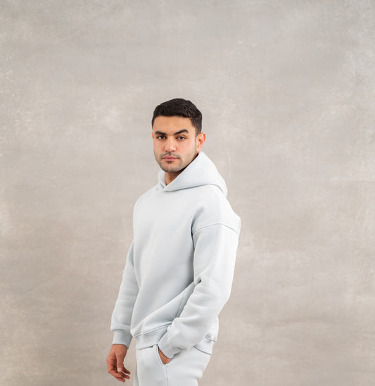 Men Basic Fleece Hoodie In Grey