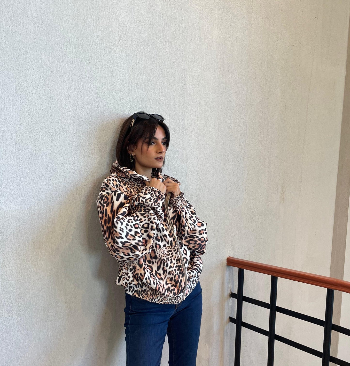 Tiger Print Zip Up Jacket