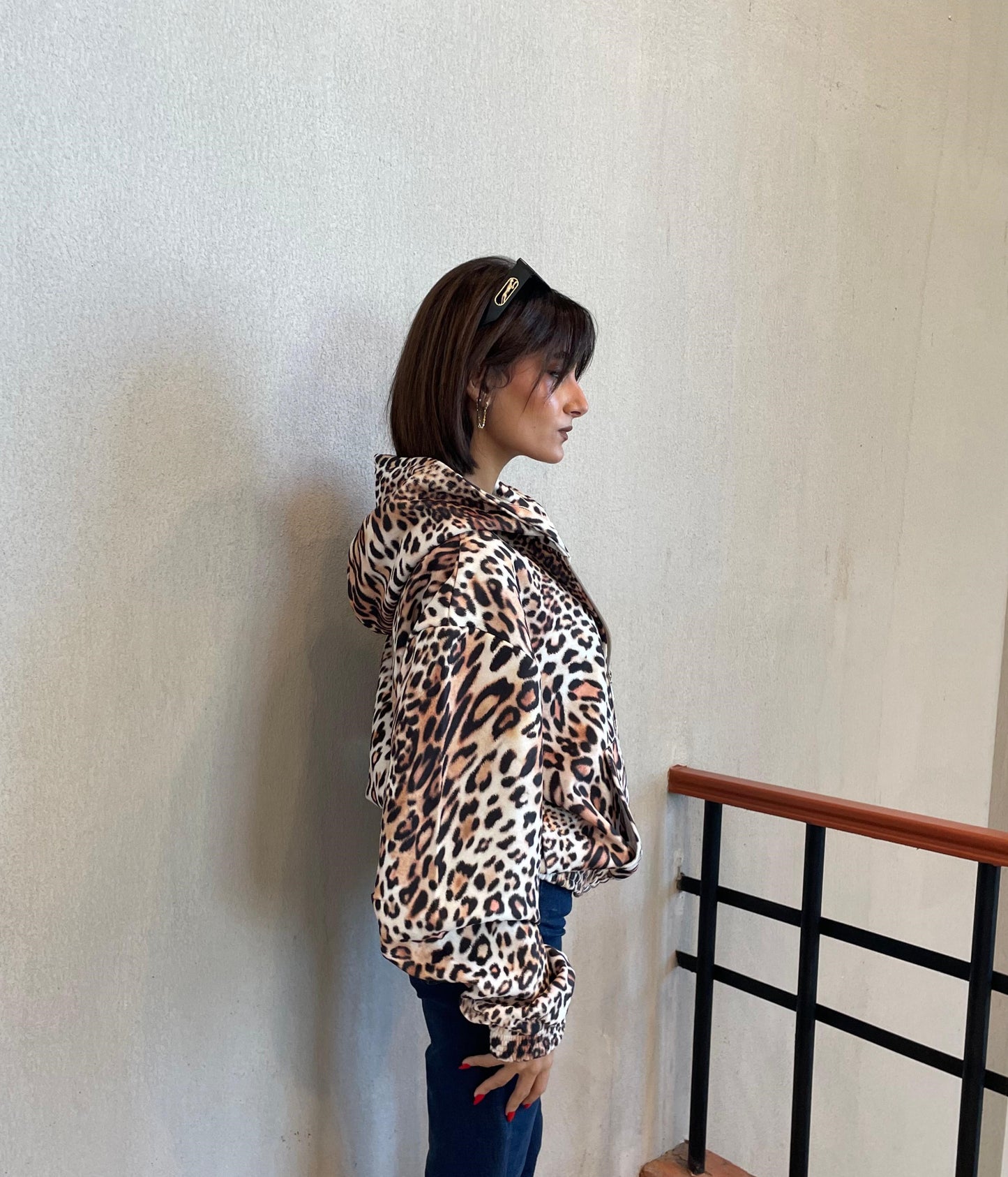 Tiger Print Zip Up Jacket