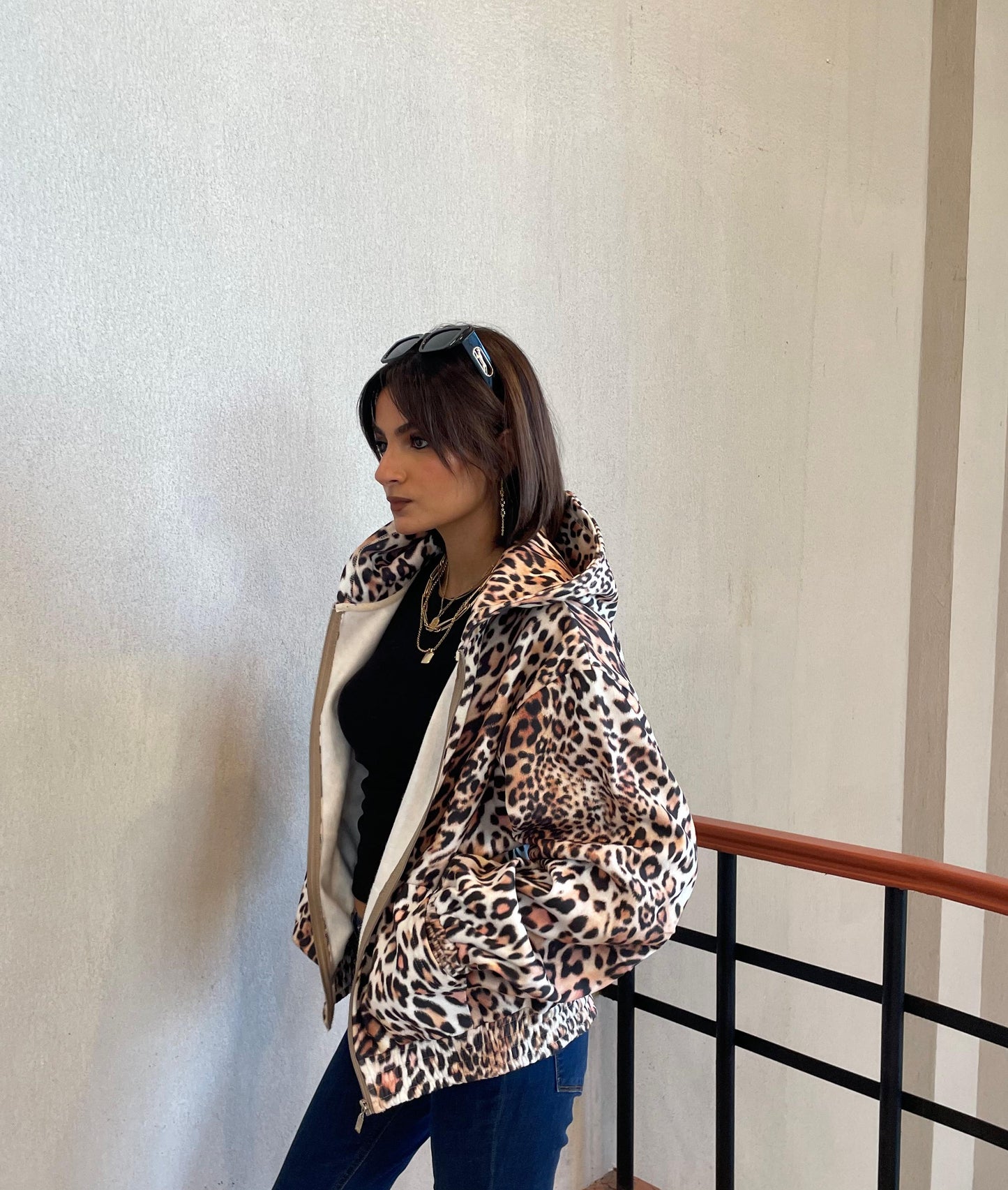 Tiger Print Zip Up Jacket