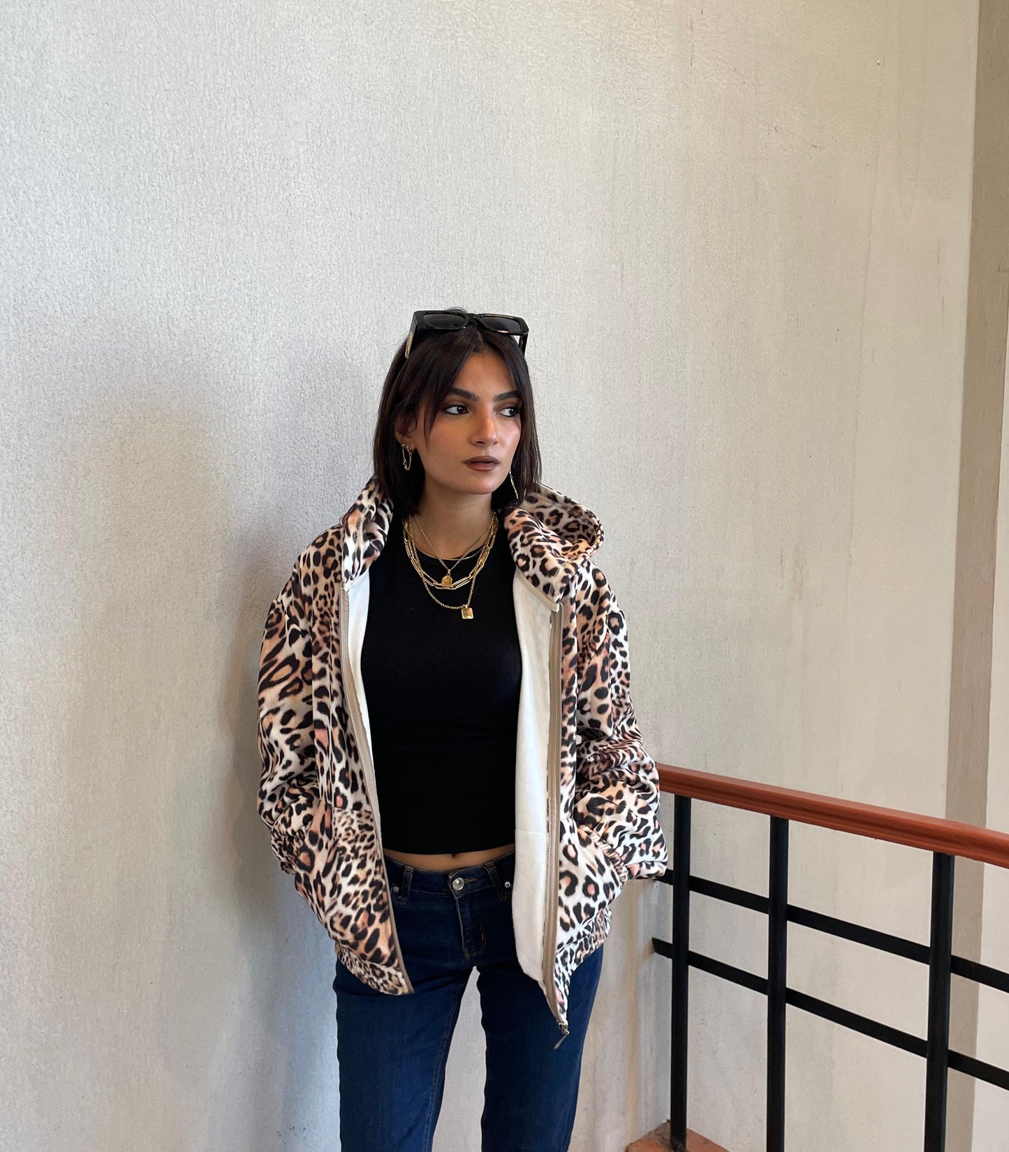 Tiger Print Zip Up Jacket